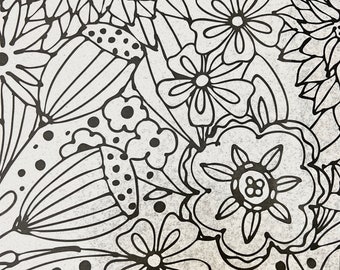 Blumen Doodles Seidentuch Wrap - Spaß und Funky Schwarz und Weiß Funky Floral 15x20 oder 20x30 Verpackung Geschenkpapier Verpackung Papier Lieferungen