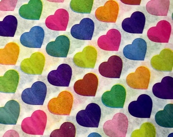Rainbow Hearts Tissue Wrap - Party Gift Wrapping 15x20 or 20x30 Packaging Paper Valentine Presents Bright Colorful Multicolor Festive