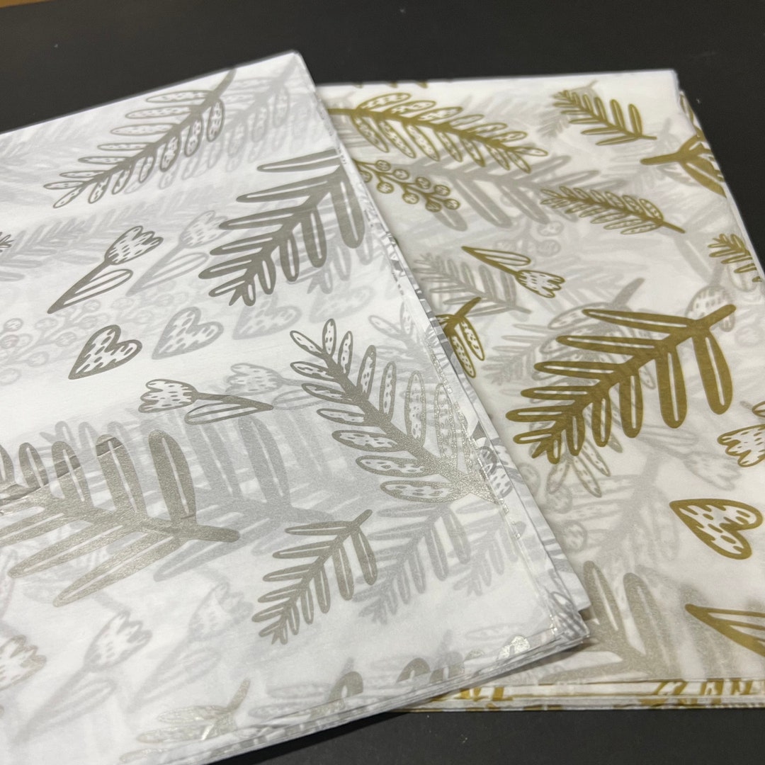 Tissue Wrap Pattern Gold or Silver Floral Tissue Wrap - Metallic Christmas Holiday 15x20 or ...