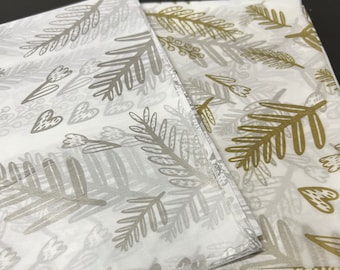 Gold or Silver Floral Tissue Wrap - Metallic Christmas Holiday 15x20 or 20x30 Sheet Packaging Wrapping Paper Xmas Elegant Gifts Presents