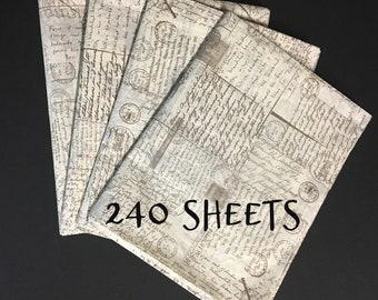 240 Sheets Vintage Postcard Print Tissue Wrap - Antique Look 15x20 Packaging Gift Paper Old Fashioned Wrapping Supplies Brown Bulk Order