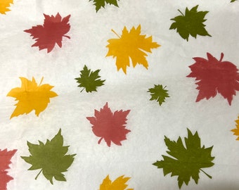 Autumn Leaves Print Tissue Wrap - Fall Colors 15x20 or 20x30 Packaging Gift Wrap Colorful Seasonal Wrapping Paper Supplies Handwriting Brown