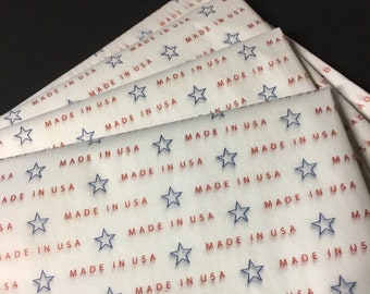 Made in USA Tissue Wrap - Red White and Blue 15x20 / 20x30 Product Packaging Gift Wrap Wrapping Paper Supplies United States of America