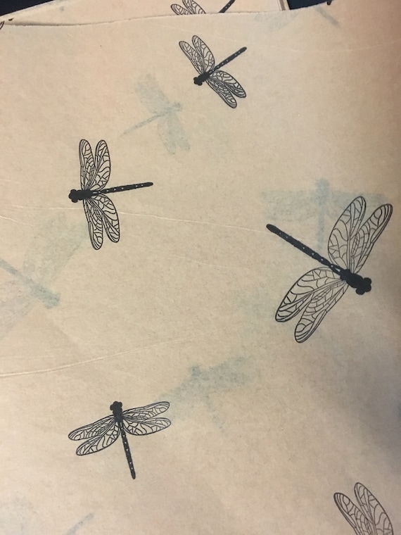 Black DRAGONFLIES on Kraft Tissue Paper for Gift Wrapping 20"x30" Sheets 