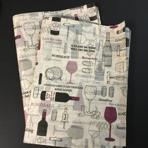 Papier d'emballage pour amateurs de vin - 15 x 20 ou 20 x 30 papier cadeau imprimé Merlot Rose Bordeaux Beaujolais Bourgogne Produit d'hôtesse Bar Party