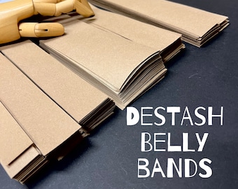 DESTASH Kraft Belly Bands - 500+ Paper Wraps for Products Cards Yarn Clearance Price Blank Assorted Sizes Bulk Discount Paper Ribbon Soap