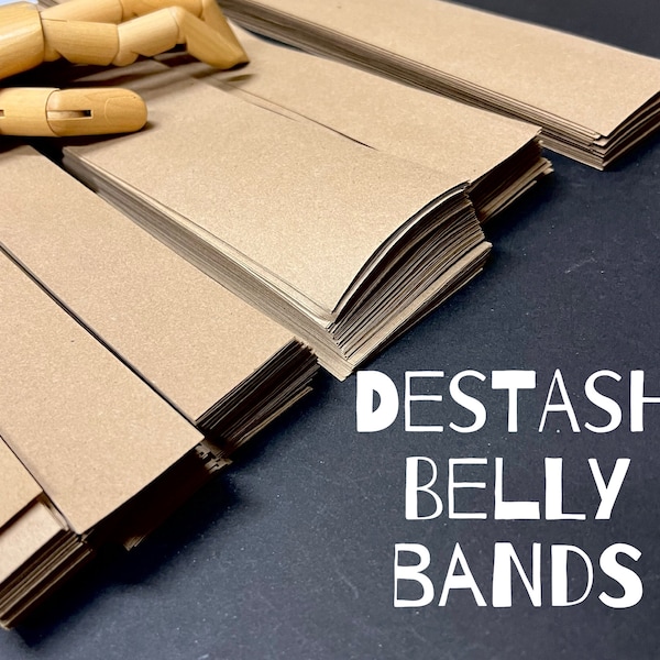 DESTASH Kraft Belly Bands - 500+ Paper Wraps for Products Cards Yarn Clearance Price Blank Assorted Sizes Bulk Discount Paper Ribbon Soap