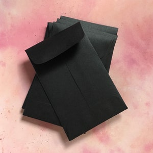 Coin Envelopes . Black Mini Gift Card Size 2.25" x 3.5" Gummed Flap Seller Supplies Seeds Business Cards Scrapbooking Small Envelopes