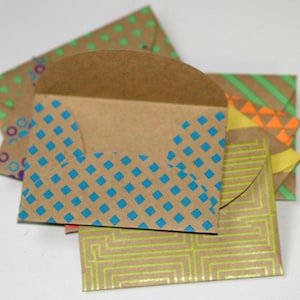 Enveloppes kraft fluo (25) - Enveloppes faites main avec des cartes adaptées aux cartes de visite Remerciements géométriques lumineux Alternative au livre d'or de mariage