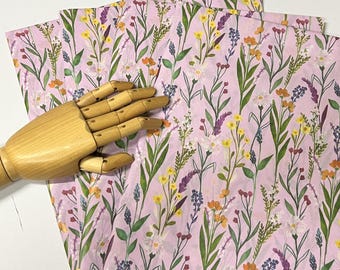 Secret Garden Tissue Wrap - Colorful Spring Flowers 15x20 or 20x30 Packaging Gift Wrapping Paper Wedding Shower Pink Green Yellow Blue Red