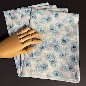 Papier emballé avec des plumes de paon - beau papier 15 x 20/20 x 30 emballage cadeau toutes les occasions fournitures d'emballage bleu turquoise rouge exotique élégant