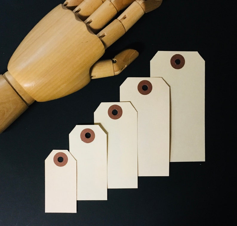 Extra Small Manila Tags - Size #1, 2-3/4" x 1-3/8" Economy Shipping Tags Etsy Shop Supplies Paper Goods Merchandise Tags Quantity Discount image 5