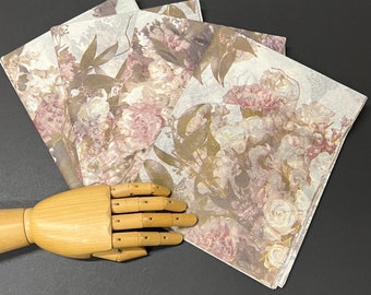 Victorian Floral Tissue Wrap - Nostalgic 15x20 or 20x30 Packaging Gift Wrapping Paper Wedding Shower Flowers Dusty Rose Vintage Romantic