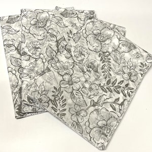 Graue Blumen Seidentuch Wrap - Zeitlos Floral 15x20 oder 20x30 Verpackung Geschenkverpackung Geschenkpapier Hochzeitsparty Schön Klassisch Elegant Hübscher