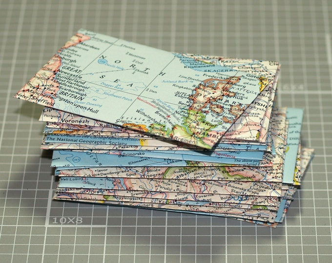 Map Envelopes 25 Mini Envelopes Business Card Size Thank You Etsy