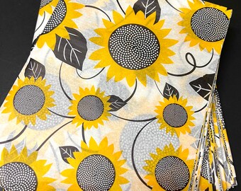 Sunflower Fields Tissue Paper Wrap - Floral 15x20 or 20x30 Gift Wrap Packaging Supplies Product Packaging Modern Flowers Yellow Black White