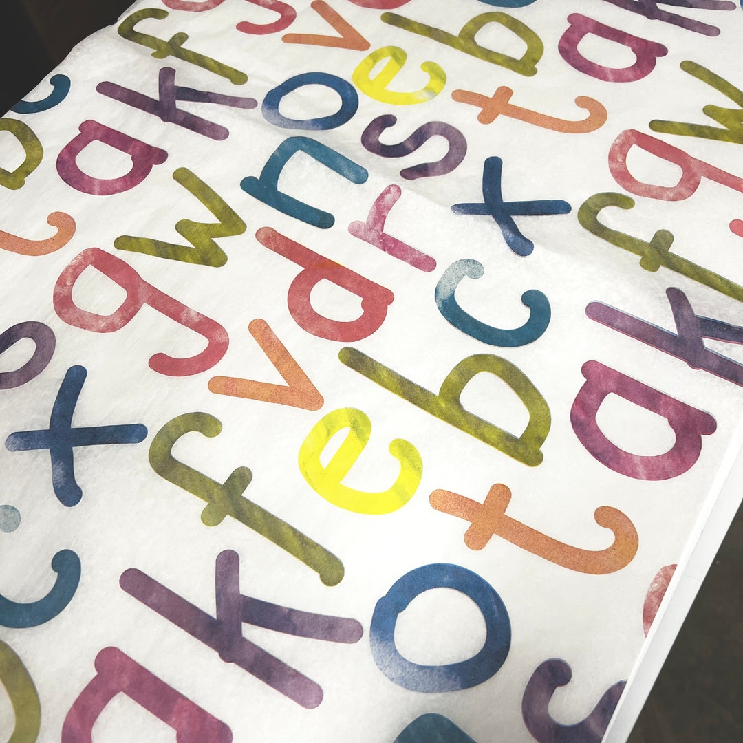 Abcs Tissue Wrap - Alphabet Rainbow Colors 15x20 or 20x30 Product ...