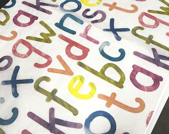 ABCs Tissue Wrap - Alphabet Rainbow Colors 15x20 or 20x30 Product Packaging Gift Wrapping Paper Fun Party Children Kids Birthday Letters