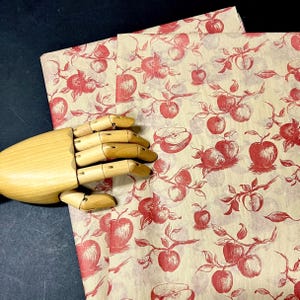 Apple Ernte Toile Tissue Wrap - Rot auf Kraft Print 15 x 20 oder 20 x 30 Verpackung Geschenkpapier Umweltfreundliche Vintage Vibe Produktverpackung