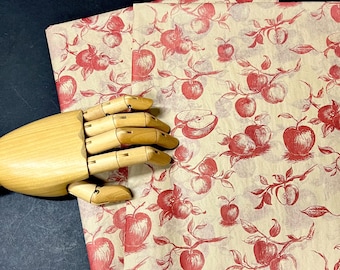 Papier emballé dans une toile Apple Harvest - Rouge sur impression kraft 15 x 20 ou 20 x 30 emballage Papier cadeau Emballage vintage écologique Vibe