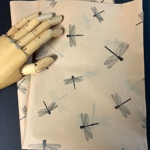 Dragonflies Tissue Paper Wrap - 15x20 or 20x30 Kraft Gift Wrap Packaging Supplies Product Packaging Vintage Look Dragonfly Made in USA
