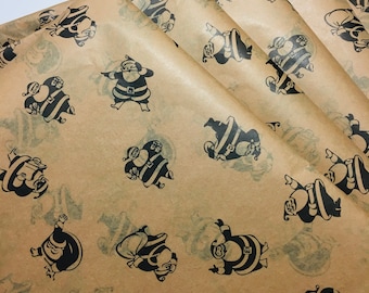 Santa Claus Kraft Tissue Wrap - Vintage Classic Retro Look 15x20 or 20x30 Sheets Packaging Wrapping Paper Christmas Xmas Fun Gift Paper