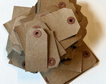 2 DOLLAR DEAL - 50 pieces kraft hang tags assorted sizes reinforced holes merchandise labels product price rustic destash clearance sale