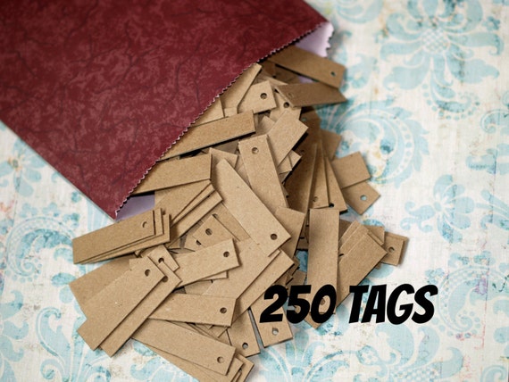 LOT 500 Scalloped KRAFT Print 1 X 1 5//8 Paper Merchandise Price Tags with String
