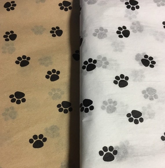 Puppy Paws Tissue Paper Wrap 15x20 or 20x30 Gift Wrap for Dog Lovers Pets  Supplies Black White Kraft Product Packaging Printed Pawprints 