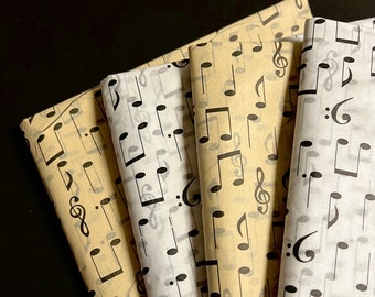 Music Notes Tissue Wrap 15x20 or 20x30 Sheets - Printed Gift Packaging Musical Theme Birthday Party Wrapping Paper Black Kraft White