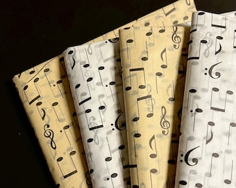 Music Notes Tissue Wrap - 15x20 or 20x30 Sheets Printed Gift Packaging Musical Theme Birthday Party Wrapping Paper Black Kraft White