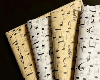 Music Notes Tissue Wrap 15x20 or 20x30 Sheets - Printed Gift Packaging Musical Theme Birthday Party Wrapping Paper Black Kraft White