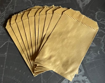 Mini Kraft Bags 3”x5” - Flat Paper Merchandise Product Packaging Tiny Gifts Plain Small Serrated Little Sacks Favors Treats