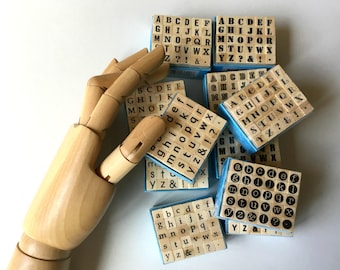 Mini Alphabet Rubber Stamp Set ... alphabet stamps wood mounted craft supplies destash fonts letters new scrapbooking tools diy card making