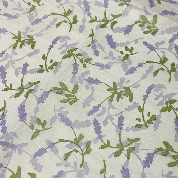 Lavender Field Tissue Wrap - Floral Print 15x20 or 20x30 Packaging Gift Wrap Pretty Purple Green Flowers Wrapping Paper Eco-Friendly