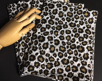 Leopard Tissue Wrap - Animal Lovers Metallic Gold and Black 15x20 / 20x30 Packaging Gift Wrapping Paper Supplies Decoupage Kitschy Chic