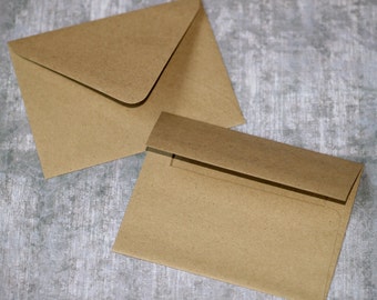 Kraft Envelopes (25) - A2 Size 4.25" x 5.5" Rustic Grocery Bag Brown Greetings Mailing Stationery Recycled Invitations Blank DIY Weddings