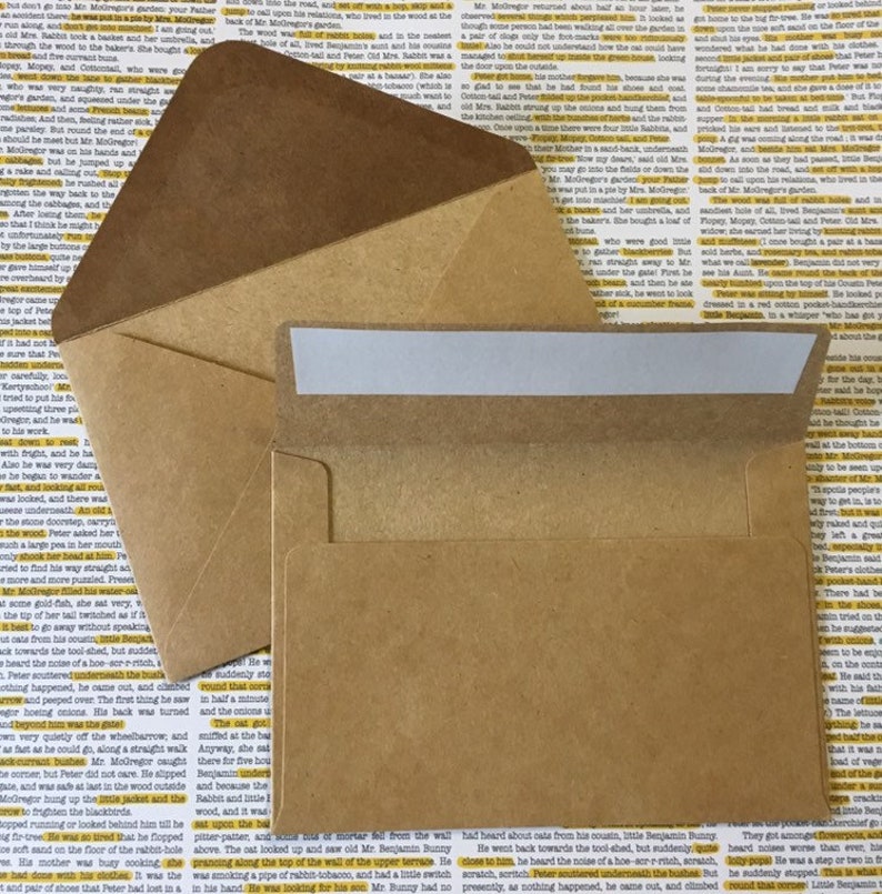 Kraftkuvert (25) - A4-storlek 10,5 x 17,5 cm Rustika hälsningar Utskick Brevpapper Robust papper Gummierat/självhäftande Inbjudningar Bröllop bild 3