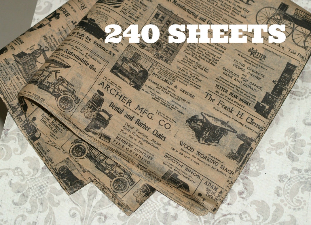 Vintage Newspaper Pattern Tissue Paper 20 x 30 Sheets - 240 / Pack