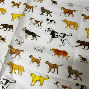 May include: A white background with a variety of black and white dog illustrations. The dogs are in different poses and sizes, and some are wearing collars. The illustrations are in a cartoon style.