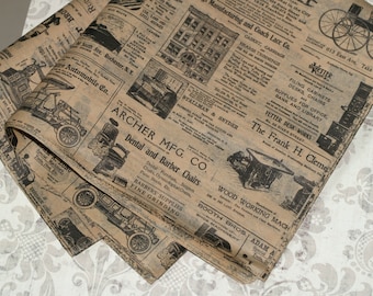 Kraft Newsprint Tissue Wrap - Vintage Look 15x20 or 20x30 Packaging Gift Wrap Newspaper Ad Old Fashioned Wrapping Paper Supplies Black Print