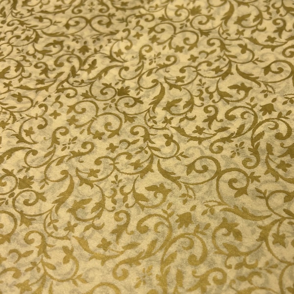 Gold Florentine Tissue Wrap - Ornate Print 15x20 or 20x30 Packaging Gift Wrap Wrapping Paper Eco-Friendly Elegant Classic Ivory Printed