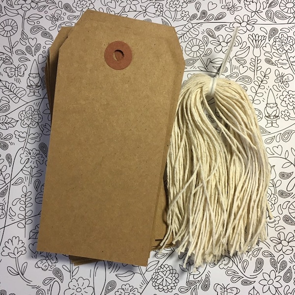 Extra Large XL Kraft Tags (50) - Size #6, 5.25" x 2.625" Economy Shipping Tags Shop Supplies Paper Goods Merchandise Tags Bulk Discount