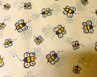 Bumblebees Tissue Wrap - Bees on Kraft Print 15x20 or 20x30 Packaging Gift Wrap Wrapping Paper Eco-Friendly Buzzing Insect Black Yellow Cute