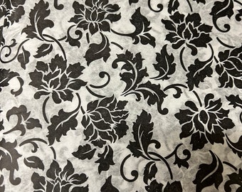 Floral Brocade Tissue Wrap - Black and White 15x20 or 20x30 Packaging Gift Wrap Wrapping Paper Eco-Friendly Elegant Classic Flowers Vines