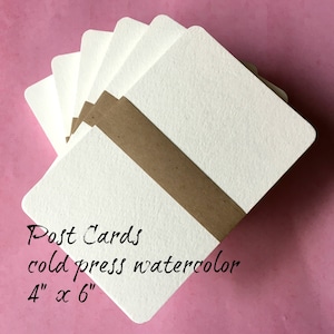 25 cartes postales à l'aquarelle . 4 x 6 presse à froid, coins carrés ou arrondis, 140 livres, texturé, blanc cassé, fournitures d'art pour peinture, cartes vierges, fournitures d'art
