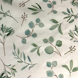 Papier d'emballage d'eucalyptus - Imprimé vert/brun 15 x 20 ou 20 x 30 emballage Emballage cadeau Amoureux de la nature Feuilles Plantes Papier d'emballage Terreux élégant