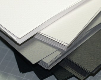50 ATC / ACEO Blanks - Strathmore Gray Scale Art Cards Artist Supplies Acid Free Linen Texture Black White Gray Monochromatic Drawing