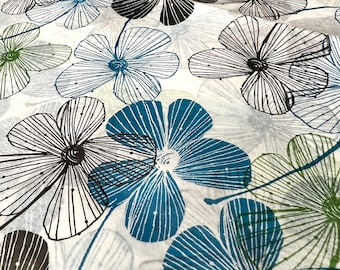 Floral Lines Tissue Wrap - Modern Flowers Teal Blue Olive Black 15x20 or 20x30 Pretty All Occasion Packaging Gift Wrapping Paper Supplies