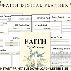 Christian Planner, Faith Digital Planner , Digital Bible Study Journal, Prayer Planner,